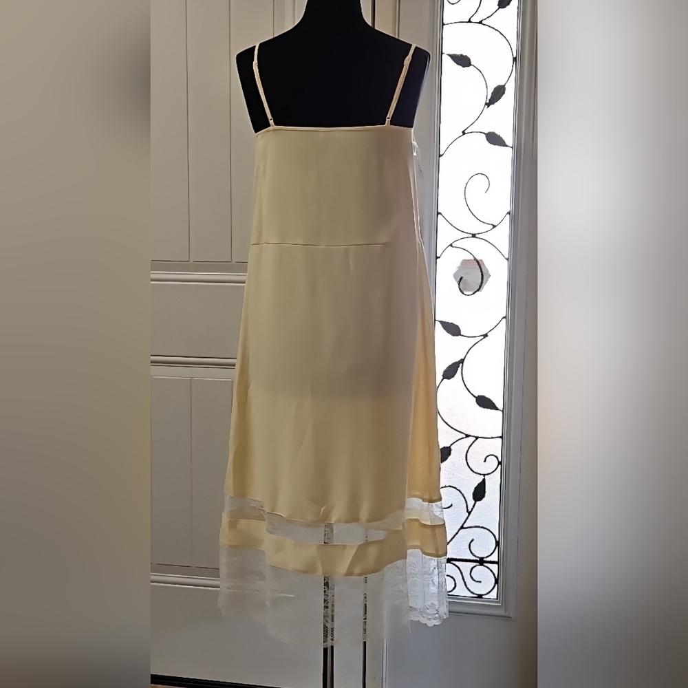 Aritzia Little Moon Butter Yellow Lace Trim Aurora Midi Dress Size XS - Picture 8 of 16